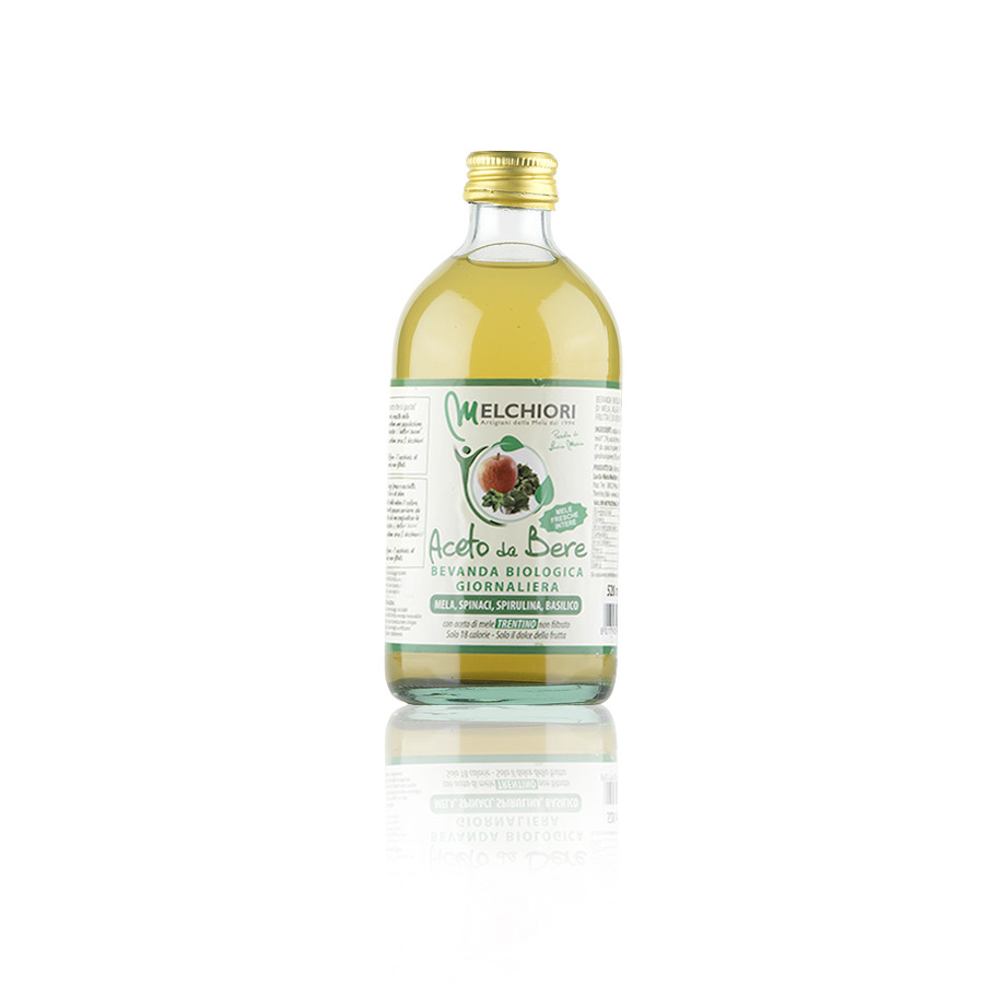 aceto da bere mela, spinaci e spirulina BIO 52 cl Melchiori - Trentino