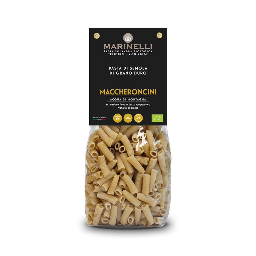 maccheroncini Bio di grano duro marchigiano 500 g pastificio artigianale trentino Marinelli