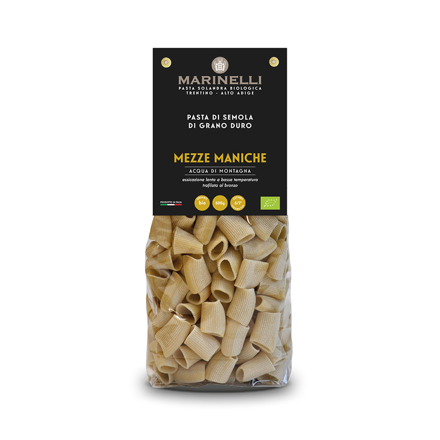 Mezze maniche Bio di grano duro marchigiano 500 g pastificio artigianale trentino Marinelli